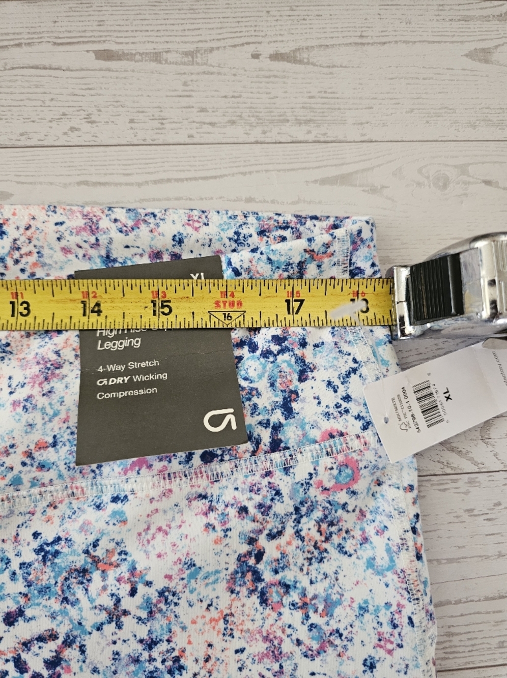 GAP Capri Leggings XL White Heather Multicolor Print Adjustable Waist NWT - Picture 7 of 8